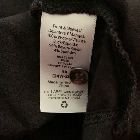 Terra & Sky Black Blouse Size 3X (24W-26W) - Picture 14 of 17
